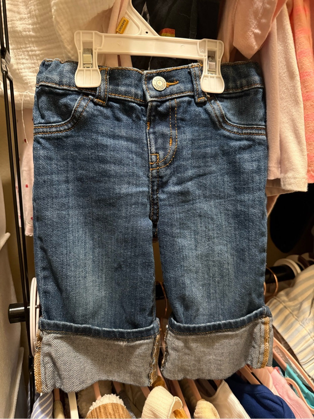 OshKosh B'gosh Infant Girls Dark Blue Rolled Cuff Cropped Jeans